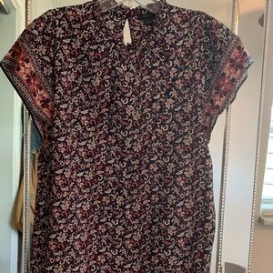 Ann Taylor Floral Blouse - Black and Red
